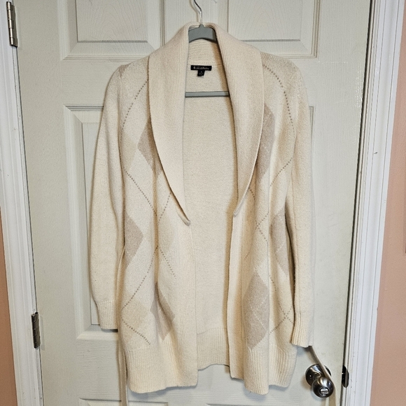 Brooks Brothers Lambswool Argyle Long Tie Sweater Shawl Collar Sweater Cardigan - Picture 6 of 7